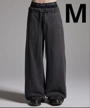 GRANCY 큐빅 디자인 레이어드 스웨트 팬츠