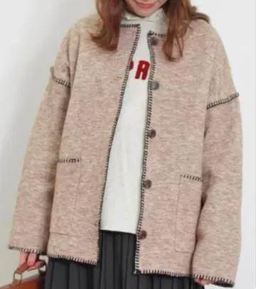 블랭킷 스티치 니트 자켓 Samansa Mos2