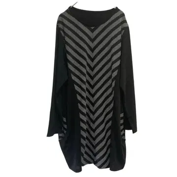 Lemage 튜닉 니트 블랙 x 그레이 보더 루즈 빅