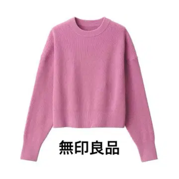 새상품 미착용 무인양품 숏 기장 크루넥 니트 스웨터 핑크