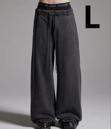 grancy 큐빅 디자인 레이어드 스웨트 팬츠 그레이 L