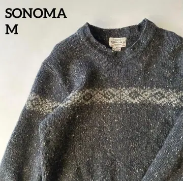 소노마 다크 그레이 기하학 패턴 니트 스웨터