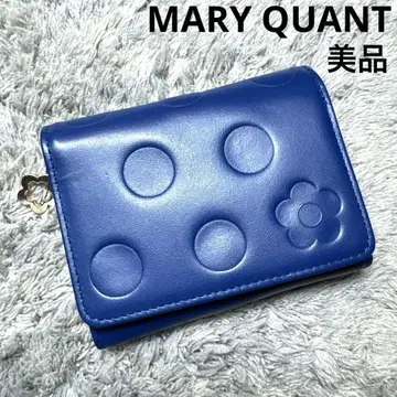 [ 새상품급 ] MARY QUANT 마리콴트 3단 폴더형 지갑 가죽 블루