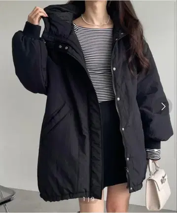 andme 나일론 오버 사이즈 몬스터 후드티 블랙