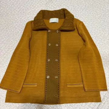 브라운 니트 자켓 하이넥