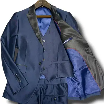 S급 새상품급 MEISTARI 턱시도 3피스 수트 M 광택감 네이비