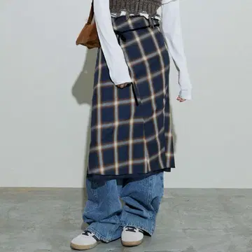 Checkered Bias Seam Midi Skirt 38