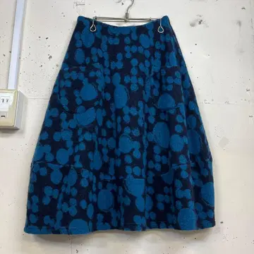 crescent duo 압축 융모 울 스커트 도트 블루 M