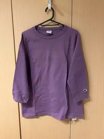 Champion 퍼플 7부 소매 T셔츠
