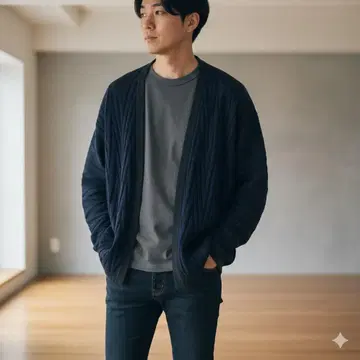 저널 스탠다드 민족 패턴 가디건 볼레로 네이비 코튼 S