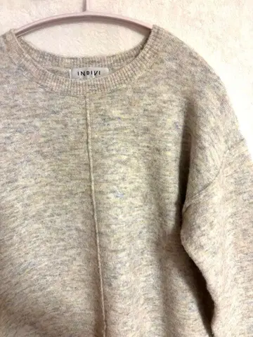 INDIVI 마블 크루 넷 니트 화이트 사이즈 38