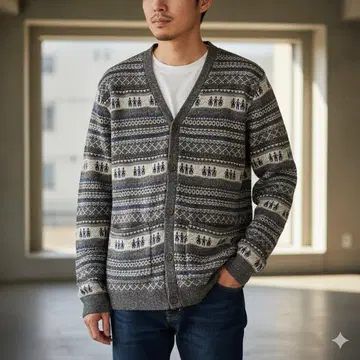 그린 라벨 릴랙싱 가디건 면 일본제 남성용 브라운 M