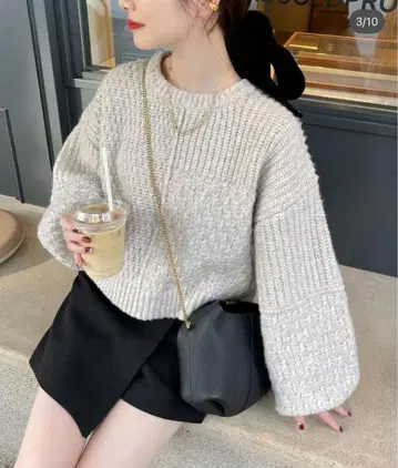 오버 MIX 부클레 니트 hinari