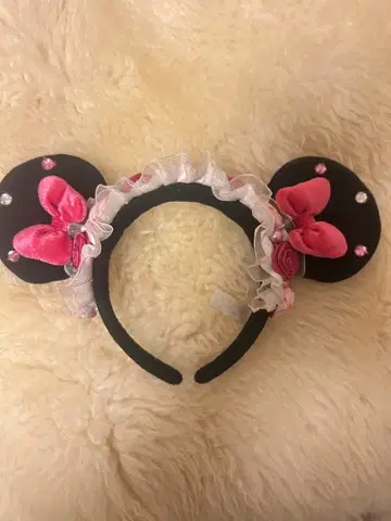 미키 귀 머리띠 핑크 리본 포함