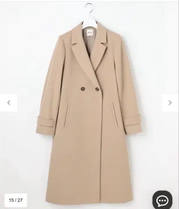 ANY SIS 울 라이크 롱 체스터 코트 라이트 베이지 S