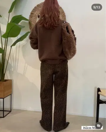 시마무라 saori 레오파드 무늬 와이드 팬츠