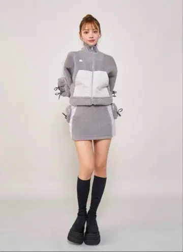 Darich/보아 콤비 리본 포켓 블루종 셋업