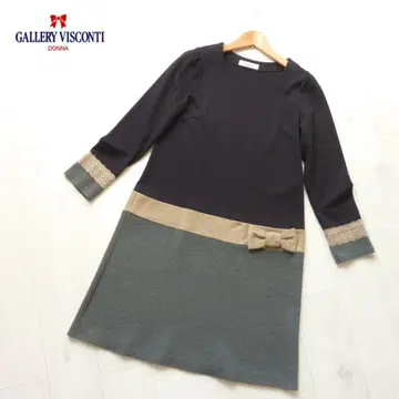 갤러리 비스콘티 일본제 배색 디자인 리본 포함 원피스 사이즈 2