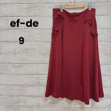 [ ef-de ] 에프데 플레어 스커트 (9) 와인 레드 코사지풍