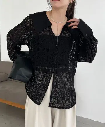 CAPRICIEUX LE'MAGE 레이스 BIG 옷깃 셔츠