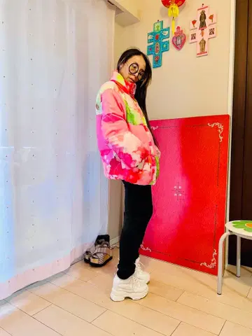 컬러풀 꽃무늬 다운 자켓