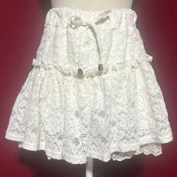리즈리사 LIZLISA 미니 치마바지 리본 레이스 튤 화이트