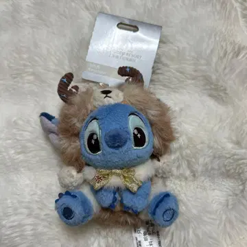 상하이 디즈니 크리스마스 스티치 루돌프 봉제 인형 키링 새상품