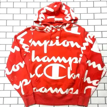 [레어] 챔피온 리버스 위브 올 패턴 후드티 빅 로고 XL