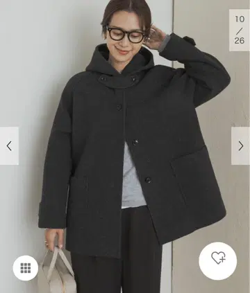 택 포함 새상품 DOORS 에어리 울 후드 코트 멜란지 CHARCOAL