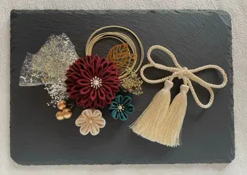 No.29 츠마미자이쿠 머리 장식 엔지색 청록색 베이지