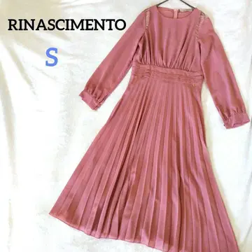 리나시멘토 플리츠 원피스 레이스 포멀 드레스 골드 금장 장식 긴팔