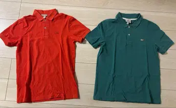 LACOSTE 피케 셔츠 2장 세트 오렌지 그린