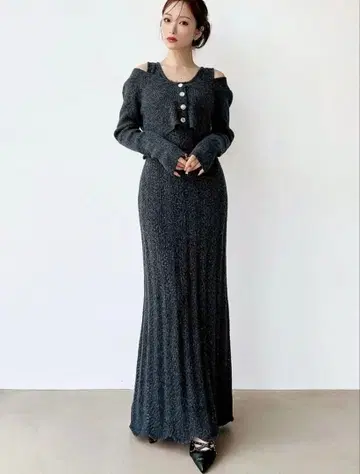 리젝시 앙상블 레이스 니트 원피스