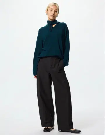 유니클로 저지 배럴 레그 팬츠 S 블랙