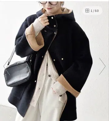 SHIPS any 리버 후디드 A라인 미들 코트