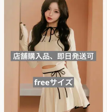 darich 허리 오픈 리본 디자인 니트 미니 원피스