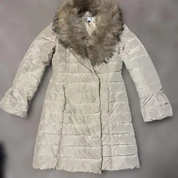 Juchite 베이지 퍼 달린 롱 코트 사이즈 9