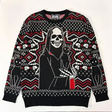 KILLSTAR Catmas Knit 메탈 스컬 자카드 니트 블랙 L