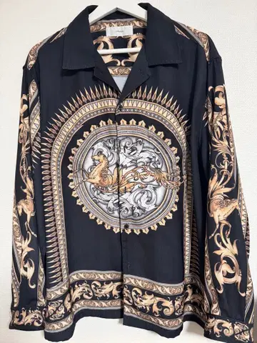 ADRER 돌먼 슬리브 오픈 카라 셔츠 패턴 셔츠