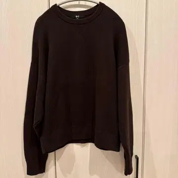 UNIQLO:C 스무스 코튼 크루넥 스웨터 38 다크 브라운 XL