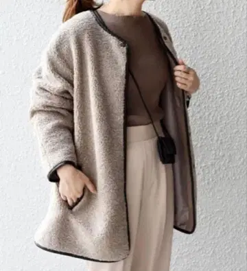 [ SHIPS ] 새상품급 쉽스 보아 코트 그레이지 긴팔 블루종 아우터