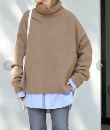 [ 미사용 택 포함 ] 폭스 울 롱 리브 터틀 풀오버 / 카멜