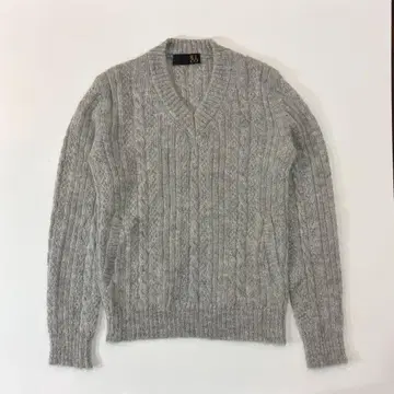 RICO 모헤어 알파카 블렌드 V넥 니트 일본제 그레이 S