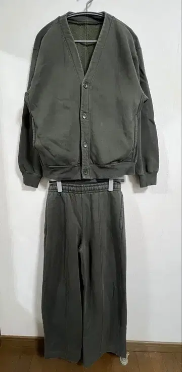 GU 헤비 웨이트 맨투맨 가디건 배기 팬츠 셋업 밑단 기장 수선 완료