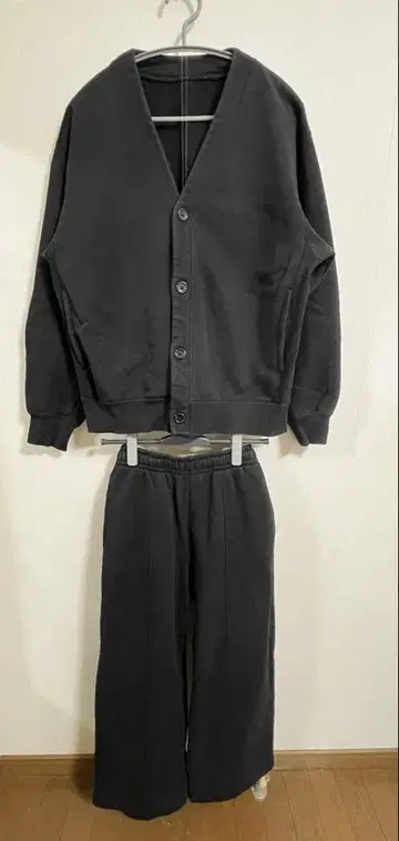 GU 헤비 웨이트 맨투맨 가디건 배기 팬츠 셋업 밑단 기장 수선 완료