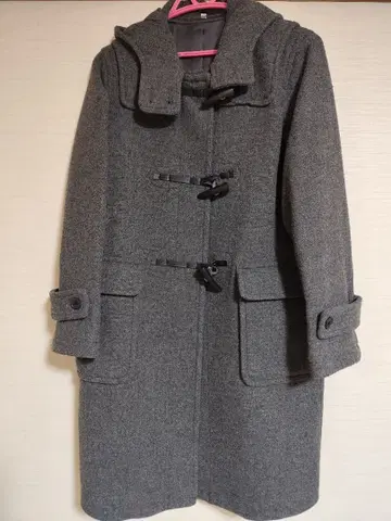 그레이 더플 코트 후드 부착