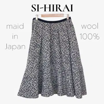 SI-HIRAI 수히라이 플레어 스커트 무릎 기장 트위드 여성용 겨울