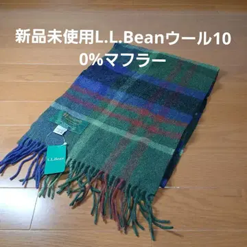 미사용 새상품 L.L.Bean 체크 무늬 라무 울 머플러