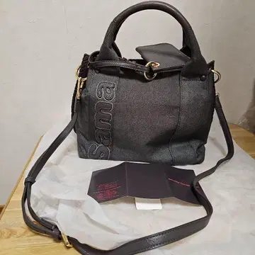 사마 그레이 데님 숄더백