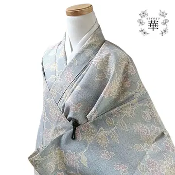 860 기모노 이중 기모노 기장 155  화이트 꽃+덩굴 패턴